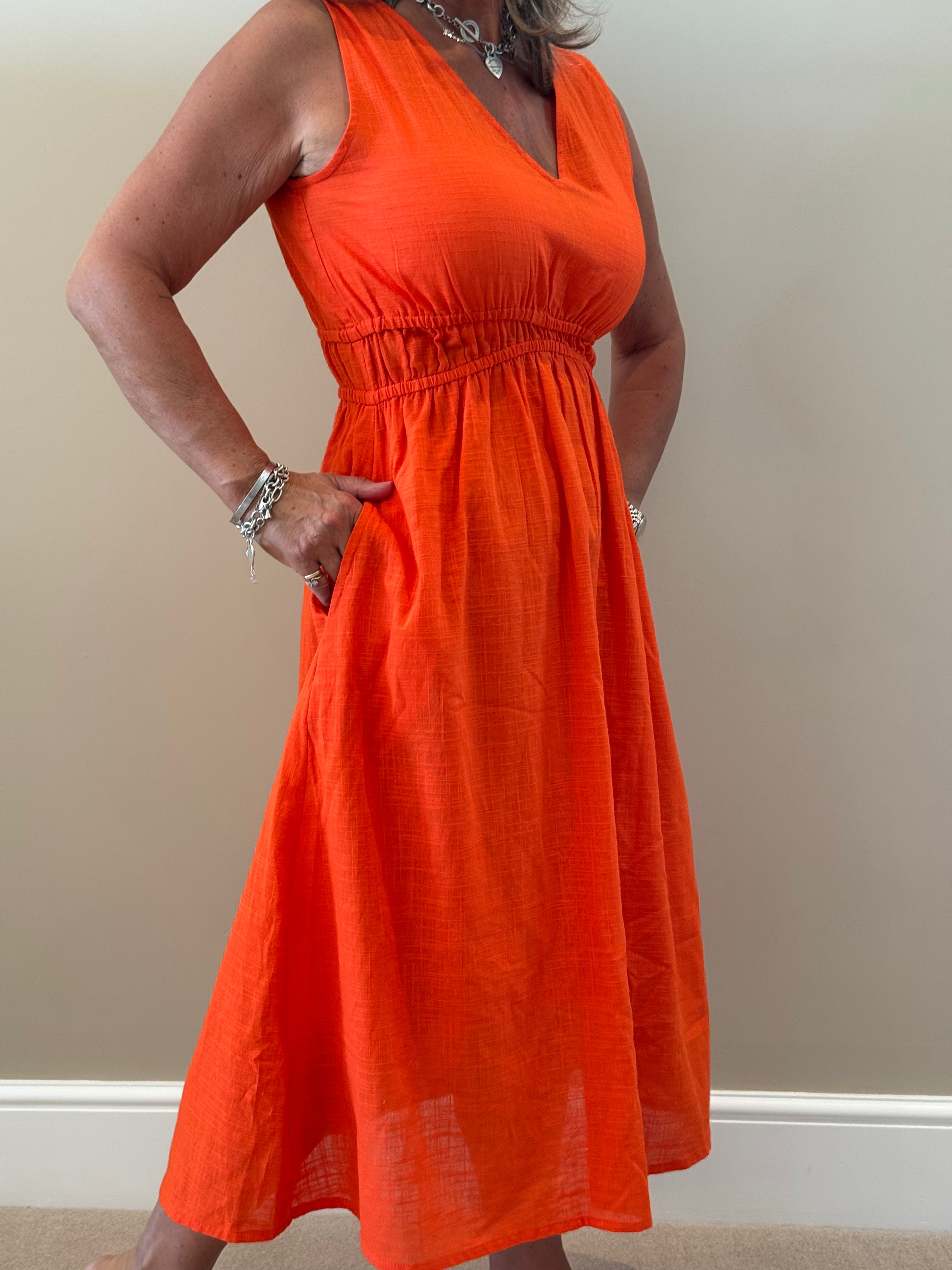 Orange Linen Dress