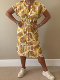 Yellow Floral Print Midi Dress